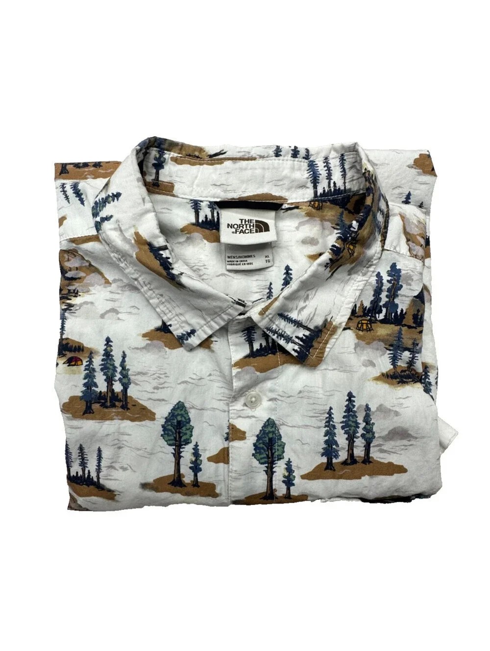 The North Face Men’s XL Short Sleeve Button Up Shirt Scenic Tree Print Outdoor